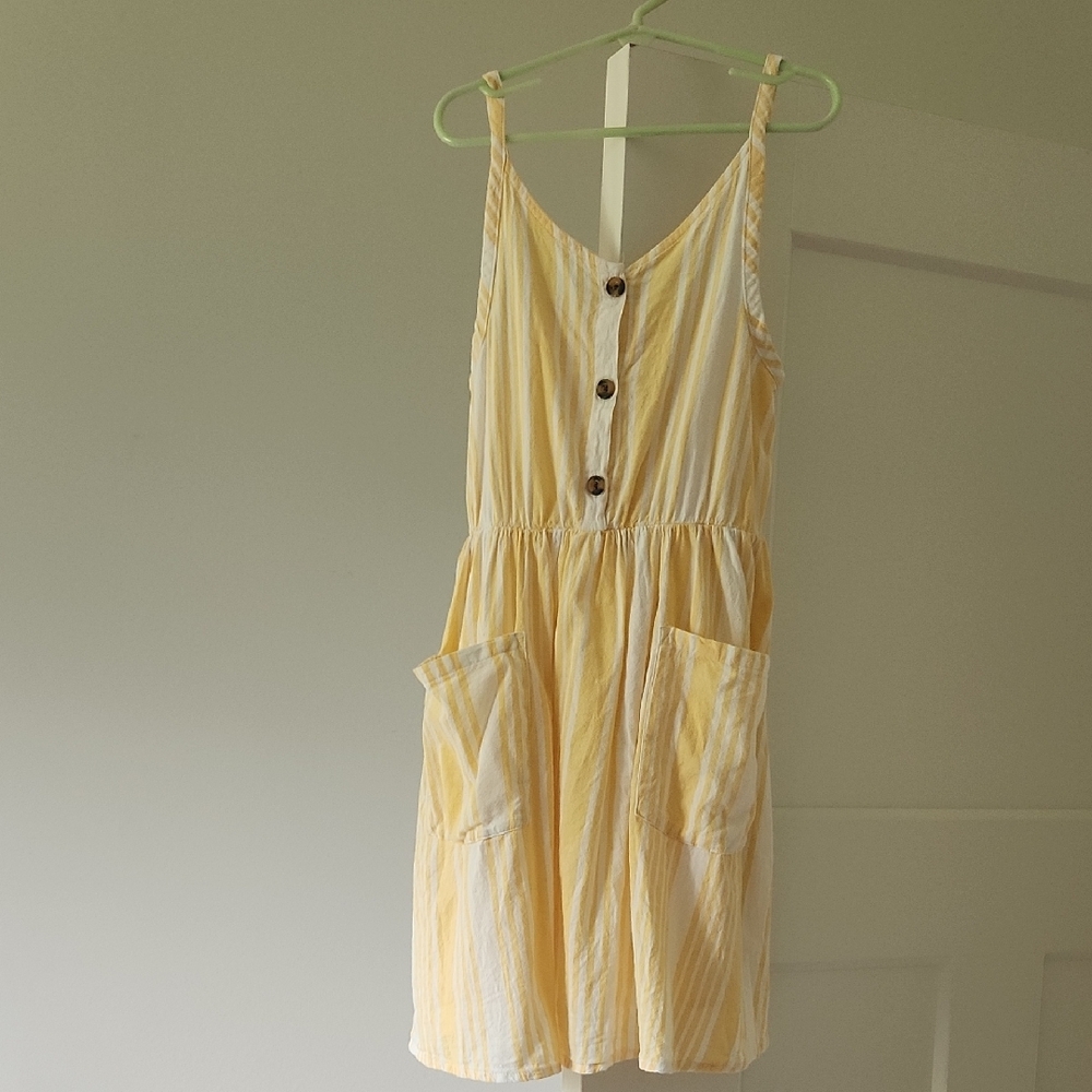 jumping beans Yellow and White Striped Sundress with Front Buttons